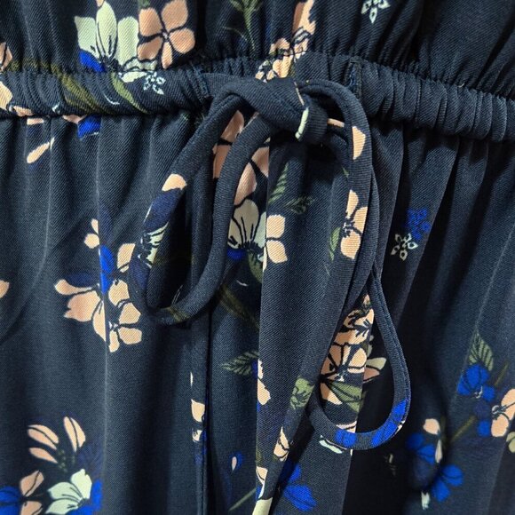 41 Hawthorn Claire Navy Blue Floral Tie Waist Sleeveless Dress Flirty Romantic - Picture 4 of 7